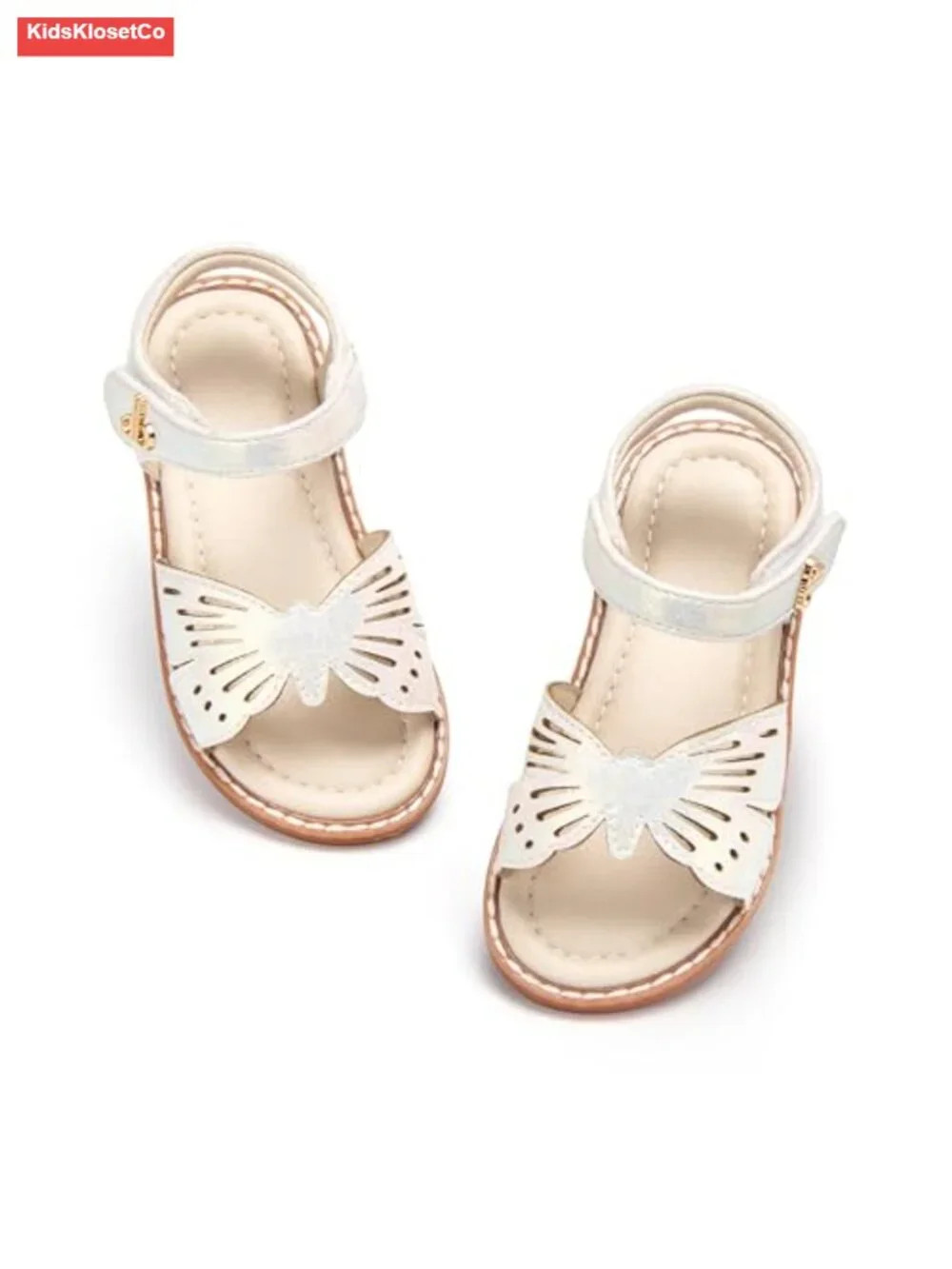 Toddler Girls Sandals Flower Girl Dress Shoes Open Toe Flats with Butterfly